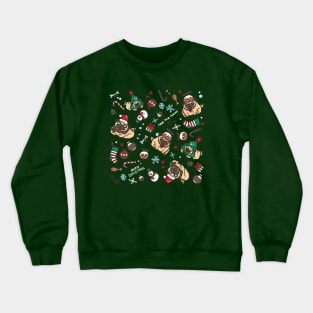 Christmas pattern with pugs Crewneck Sweatshirt